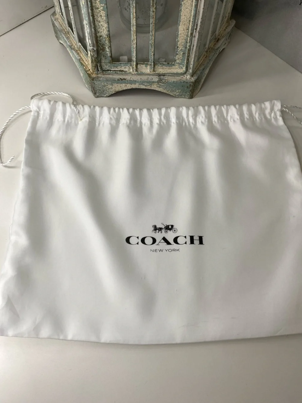 Coach White Drawstring Logo Bag EUC
